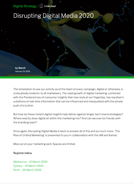 Disrupting Digital Media 2020